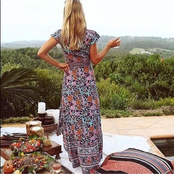 ARNHEM Spanish Rose Midi Dress Wrap AUS 8 US 4 Fit XS S - Picture 15 of 16